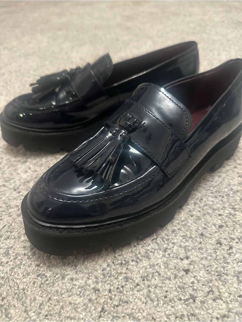 Franco Sarto Navy Patent Tassel Loafers